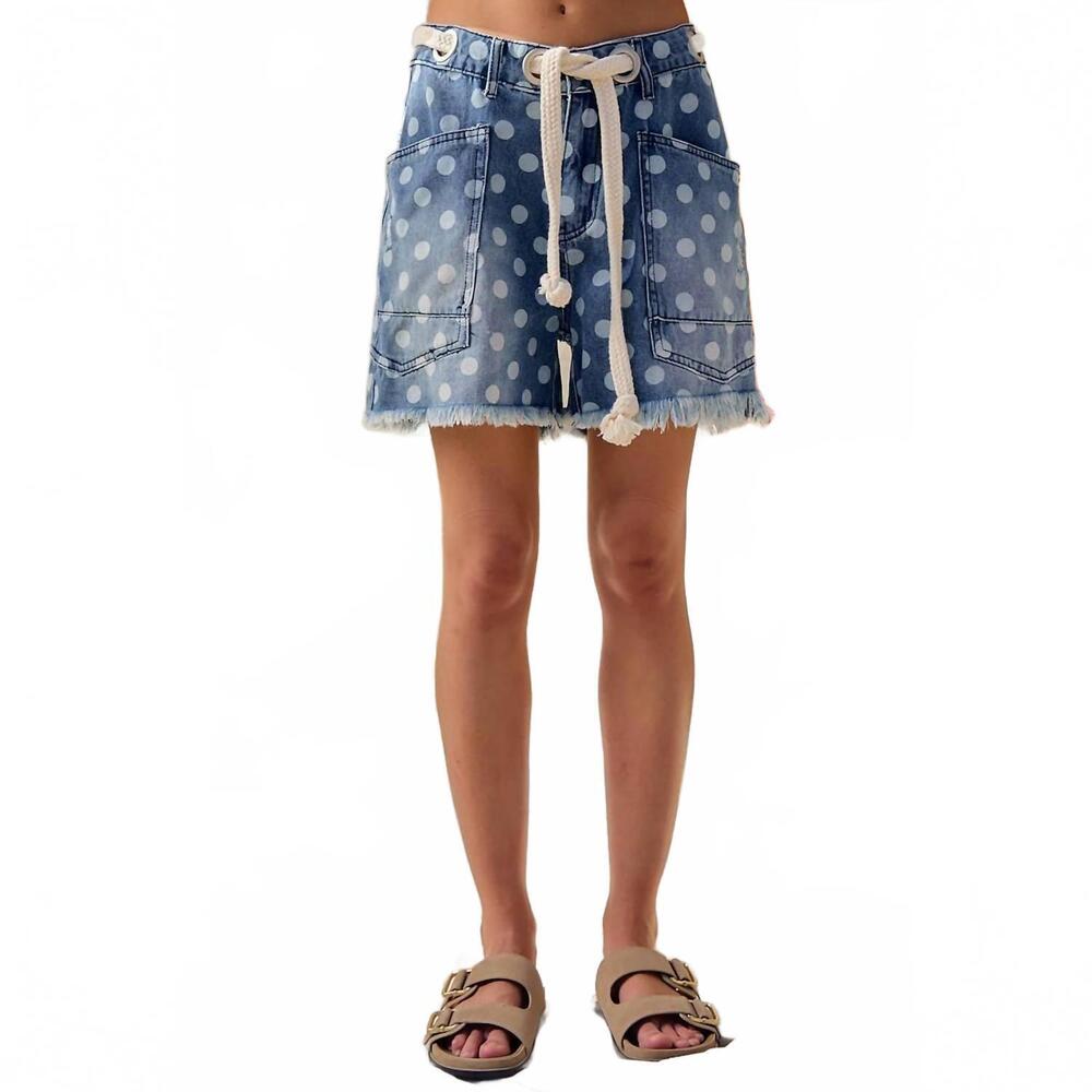 NEW BIBI polka dot printed shorts in denim
